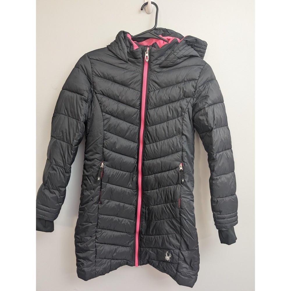 D7 Spyder Junior Girl Winter Outerwear Puffer Jacket M 10/12  BLACK